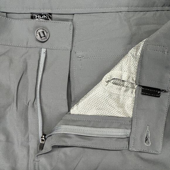 Huk Pursuit Mens XXL 6" Inseam Gray Chino Shorts 43x6 Elastic Waist Fishing Camp - Picture 4 of 13